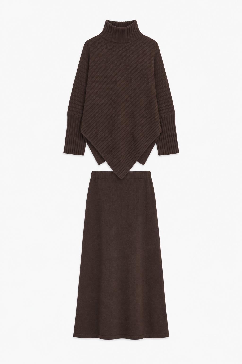 Ribbed Poncho Set