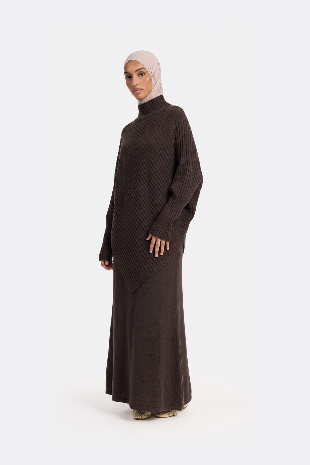 Ribbed Poncho Set