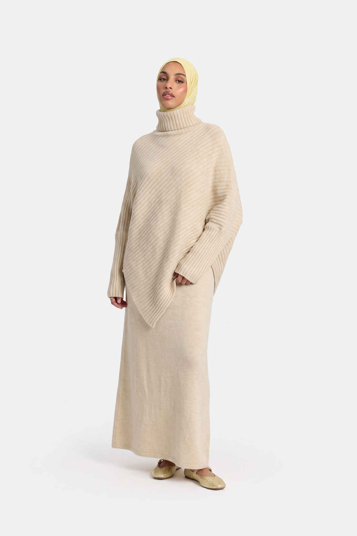 Ribbed Poncho Set