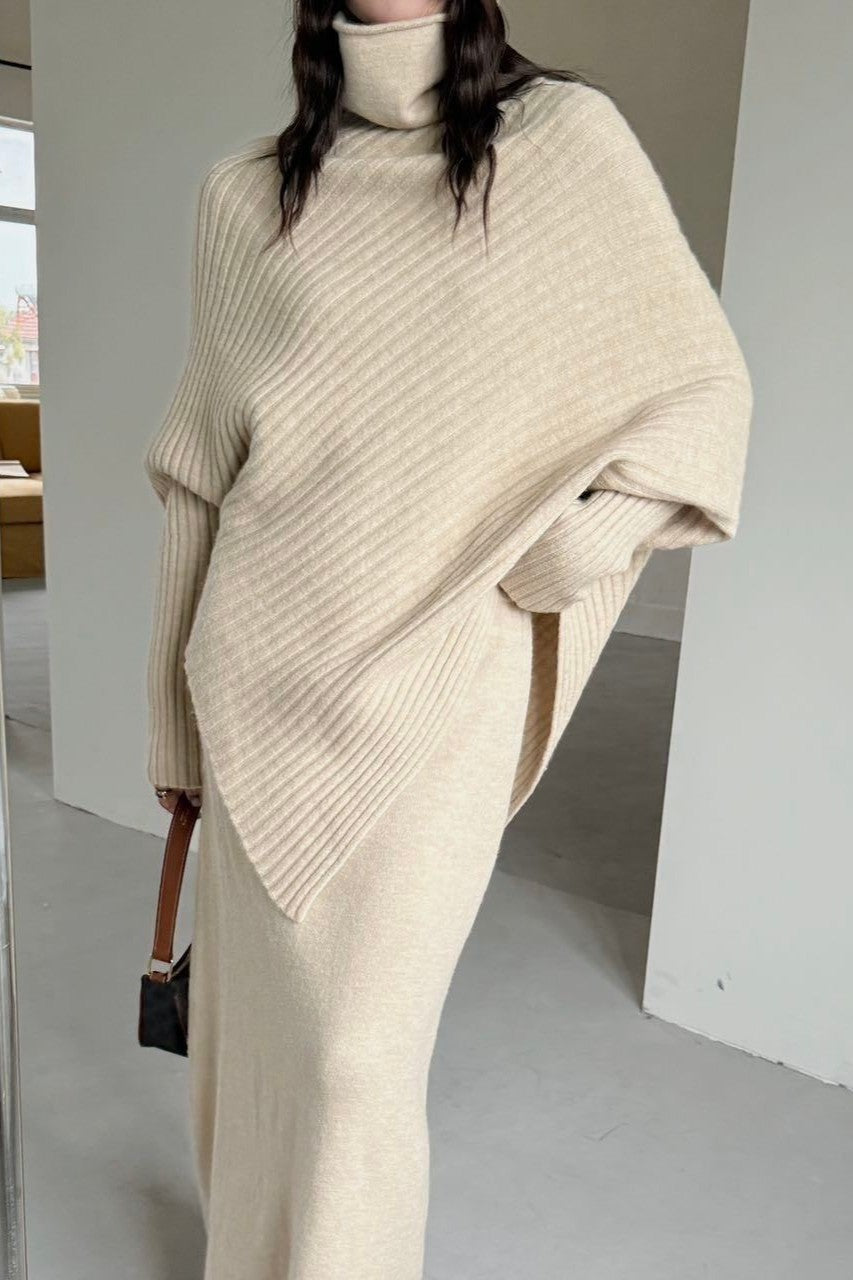 Ribbed Poncho Set