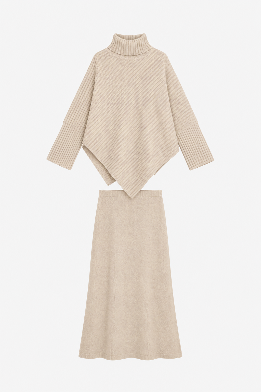 Ribbed Poncho Set